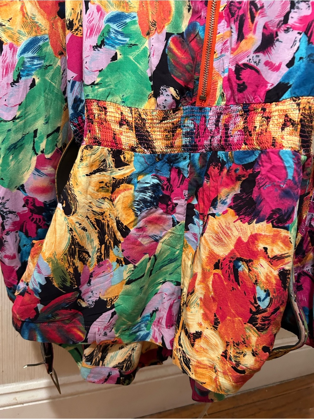 Nikibiki Multicolor Floral Print Skirt — Bright Pink, Green, Yellow, Blue